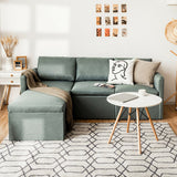 Convertible L-Shaped Sectional Sofa Couch with Reversible Chaise-Green