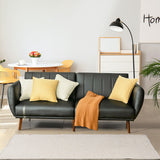 3 Seat Convertible Sofa Bed with Adjustable Backrest for Living Room-Black