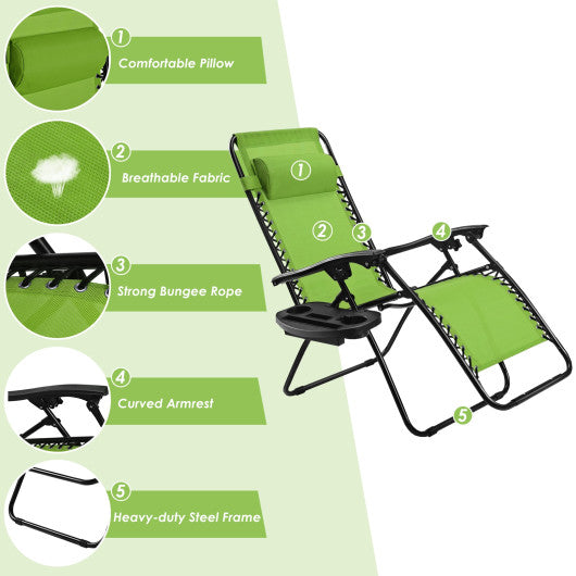 Outdoor Folding Zero Gravity Reclining Lounge Chair-Green