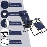 Outdoor Folding Zero Gravity Reclining Lounge Chair-Blue