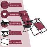 Outdoor Folding Zero Gravity Reclining Lounge Chair-Dark Red