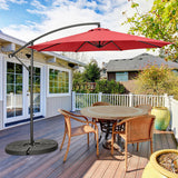 10 Feet Offset Umbrella with 8 Ribs Cantilever and Cross Base-Red