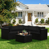 6 Pieces Patio Furniture Sofa Set with Cushions for Outdoor-Black