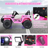 12V Kids Ride-on Jeep Car with 2.4 G Remote Control-Pink