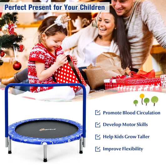 36 Inch Kids Trampoline Mini Rebounder with Full Covered Handrail-Blue