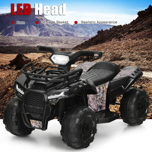 6V Kids ATV Quad Electric Ride On Car with LED Light and MP3-Black