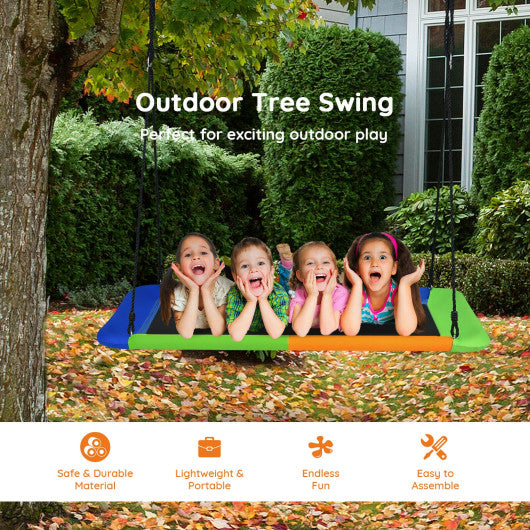 60 Inches Platform Tree Swing with 2 Hanging Straps