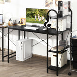 48-Inch Reversible Computer Desk with Storage Shelf-Black