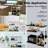 Industrial Kitchen Baker's Rack Microwave Shelf with 6 Hooks-Dark Brown