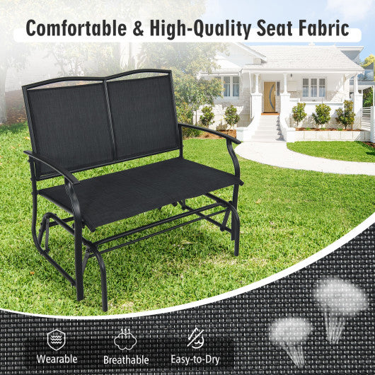 Iron Patio Rocking Chair for Outdoor Backyard and Lawn-Black