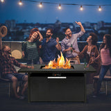 57 Inch 50 000 BTU Rectangular Propane Outdoor Fire Pit Table-Black