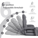 Folding Lazy Floor Chair Sofa with Armrests and Pillow-Gray
