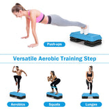 29 Inch Adjustable Workout Fitness Aerobic Stepper Exercise Platform-Blue