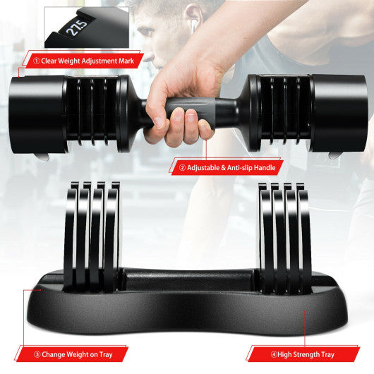 27.5 LBS 5-in-1 Adjustable Dumbbell for Gym Home Office