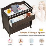 Baby Changing Table Infant Diaper with 3 Drawers and Safety Belt-Brown