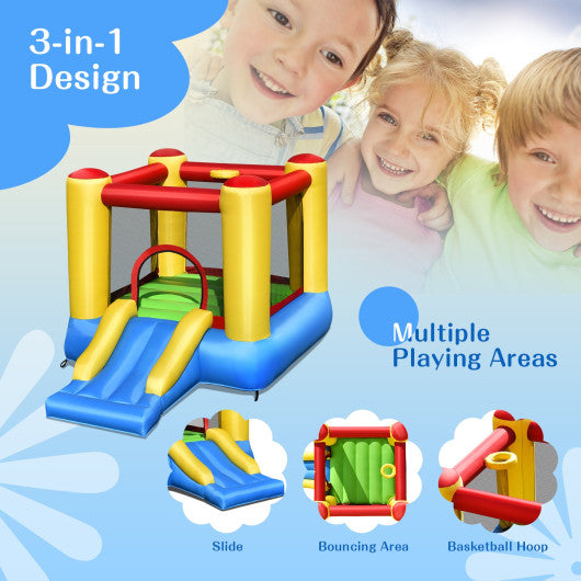 Kids Inflatable Bounce House with Slide and 480W blower