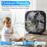 20 Inch Box Portable Floor Fan with 3 Speed Settings and Knob Control-Black