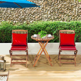 3 Pieces Patio Folding Bistro Set with Padded Cushion and Round Coffee Table-Red