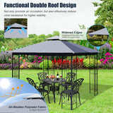 10 x 10 Feet L-Shaped Patio Canopy Gazebo Outdoor 2-Tier Steel Tent-Gray