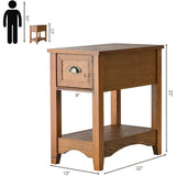 Set of 2 Contemporary Side End Table with Drawer -Natural