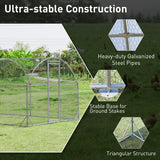 6.2 Feet/12.5 Feet/19 Feet Large Metal Chicken Coop Outdoor Galvanized Dome Cage with Cover-L