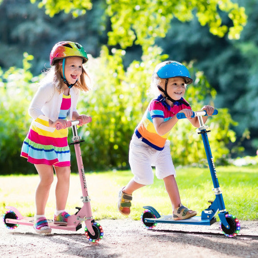 Folding Kick Scooter with 3 Adjustable Heights for Kids-Pink