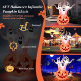 6 Feet Inflatable Halloween Ghosts with Pumpkin Decor and Rotating Lamp