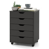 5 Drawer Mobile File Cabinet with Wheels for Living Room-Black