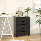 5 Drawer Mobile File Cabinet with Wheels for Living Room-Black