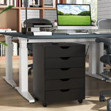 5 Drawer Mobile File Cabinet with Wheels for Living Room-Black