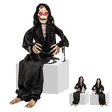 5 Feet Animated Halloween Sitting Reaper with Voice Greetings