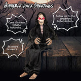 5 Feet Animated Halloween Sitting Reaper with Voice Greetings