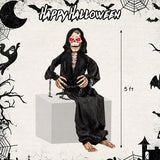 5 Feet Animated Halloween Sitting Reaper with Voice Greetings