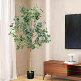 5.5 Feet Artificial Eucalyptus Tree with 517 Silver Dollar Leaves-1 Pack
