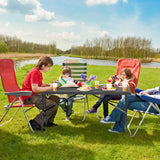 5FT Folding Picnic Table with Wood Grain HDPE Tabletop and  Non-slip Foot Pads-Black