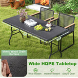 5FT Folding Picnic Table with Wood Grain HDPE Tabletop and  Non-slip Foot Pads-Black