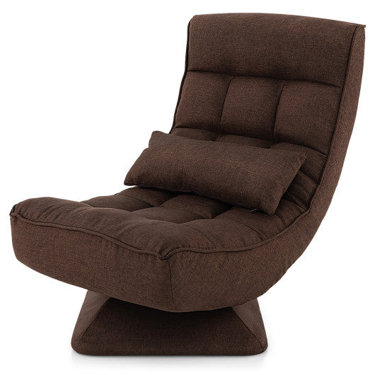 5-Level Adjustable 360° Swivel Floor Chair with Massage Pillow-Brown