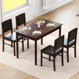 5-Piece Dining Set for 4 with Rubber Wood Legs for Small Dining Room-Brown