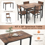 5 Piece Dining Table Set Industrial Style Kitchen Table and Chairs for 4-Rustic Brown