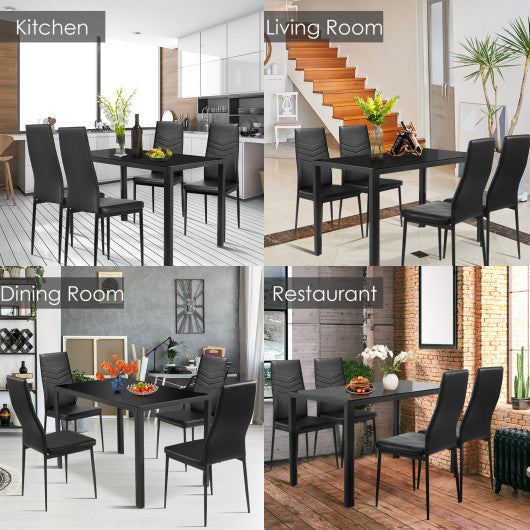 5 Piece Kitchen Dining Set with Glass Metal Table and 4 Chairs