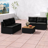 5 Piece Outdoor Furniture Set with Solid Tabletop and Soft Cushions-Black