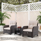 5 Piece Patio Conversation Set Outdoor Rattan Sofa Set with Coffee Table-Beige