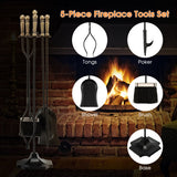 31 inch 5 Pieces Metal Fireplace Tool Set with Stand-Bronze
