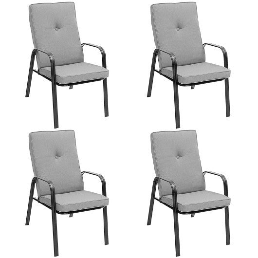 5 Pieces Outdoor Dining Set with 4 Stackable Chair and High-Back Cushions