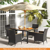 5 Pieces Patio Dining Table Set for 4 with Umbrella Hole