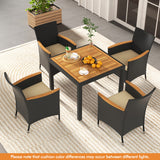 5 Pieces Patio Dining Table Set for 4 with Umbrella Hole