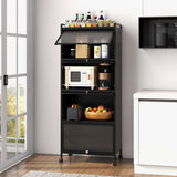 5-Tier Kitchen Baker's Rack with Flip-up PC Doors-Black