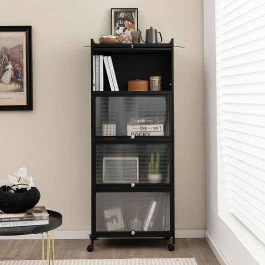 5-Tier Kitchen Baker's Rack with Flip-up PC Doors-Black