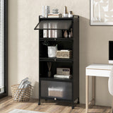 5-Tier Kitchen Baker's Rack with Flip-up PC Doors-Black