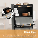 5-Tier Kitchen Baker's Rack with Flip-up PC Doors-Black